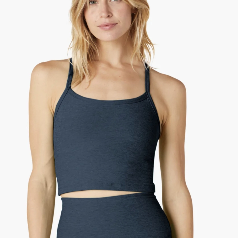 Beyond Yoga Spacedye Cropped Racerback Tank Navy